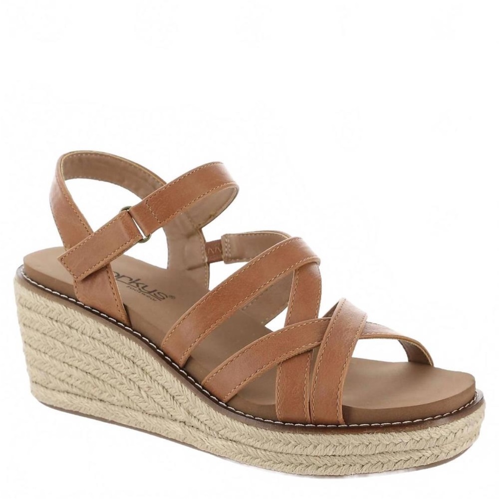 Corkys Tan Strappy Wedge Sandals